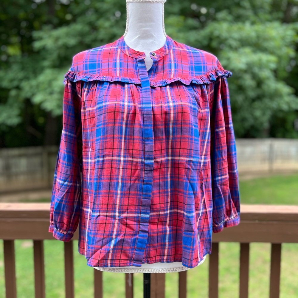 Madewell plaid top xs